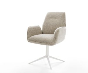 Jedálenská stolička Zoa-Flex tkanina mäkký béžová biela krížová