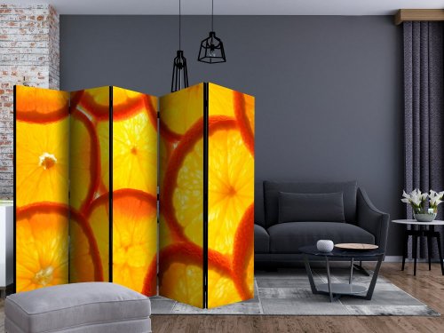 Paraván Orange slices Dekorhome - ROZMĚR: 135x172 cm (3-dílný)