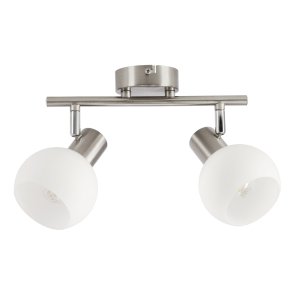 NOVO lampa sufitowa listwa satyna nikiel 2x40W E14 klosz biały