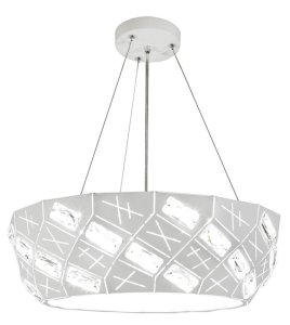 Závesná lampa s okrúhlymi kryštálmi bielej farby 4xG9 Glance