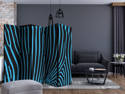 Paraván Zebra pattern (turquoise) Dekorhome - ROZMĚR: 135x172 cm (3-dílný)