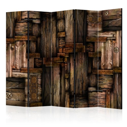Paraván Wooden puzzle Dekorhome - ROZMĚR: 225x172 cm (5-dílný)
