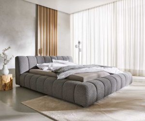 Čalúnená posteľ Cutio 180x200 cm bouclé strieborno sivá