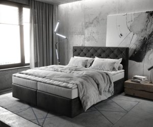 Boxspring postel Dream-Great 160x200 cm mikrovlákno antracitová