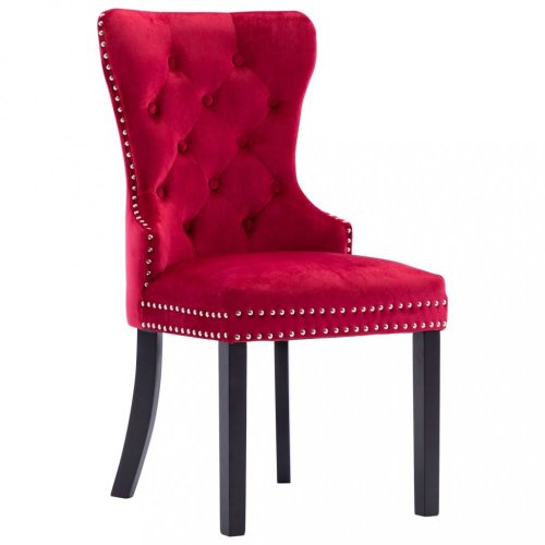 Jídelní židle 2 ks samet / kaučukovník Dekorhome - BAREVNÁ VARIANTA: Červená