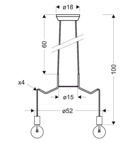 Závesná stropná lampa, matná biela, 4x40W, Basso