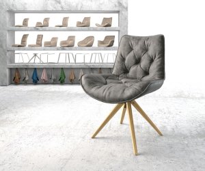 Otočná židle Taimi-Flex šedá vintage mikrovlákno dřevěná podnož