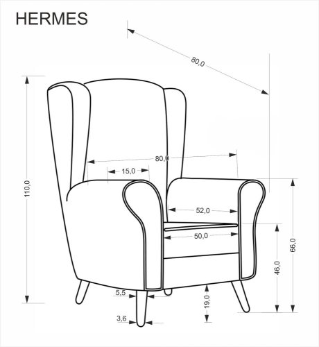 Kreslo ušiak HERMES