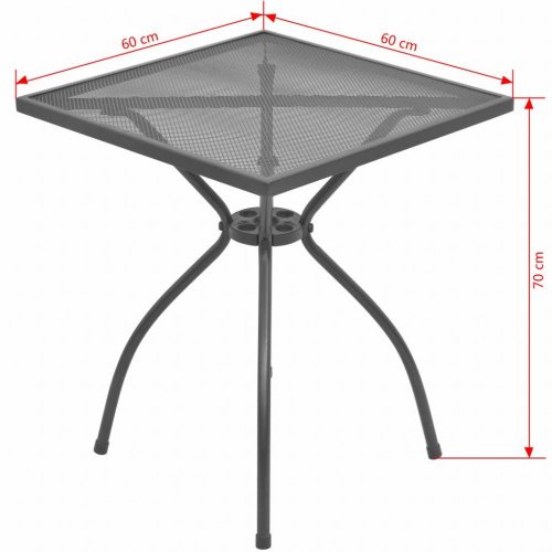 Záhradný stolík 60x60 cm antracit oceľové pletivo