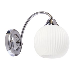VELORE lampa kinkiet chromowy 1x40W E27 klosz biały