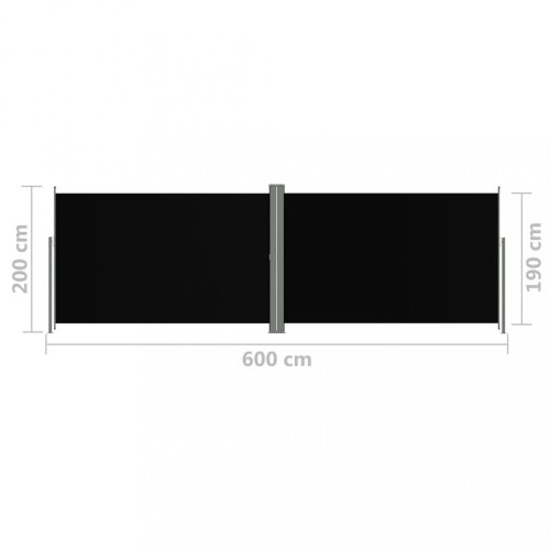 Zatahovací boční markýza 200x600 cm Dekorhome - BAREVNÁ VARIANTA: Černá