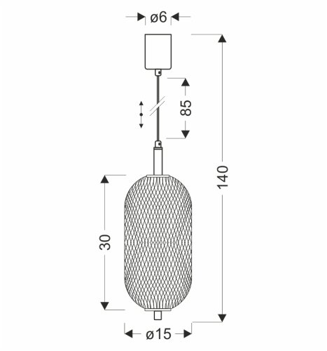 Závesná lampa PUMA s drôteným tienidlom 15 x 30 cm – dizajnová stolová LED lampa 3000K