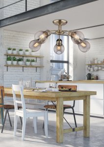 Stropná lampa s patinovaným drôteným tienidlom 5x60W Gliva