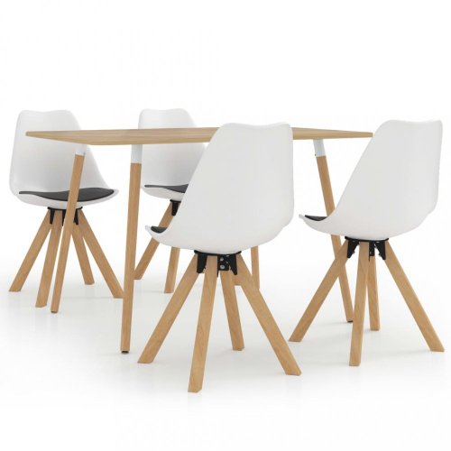 Jídelní set 4+1 buk / umělá kůže / plast Dekorhome