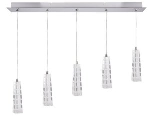 Závesná lampa chróm krištáľový pás 5 Emo