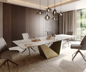 Jídelní stůl Edge 300x100 keramický Minas Melange bílo-béžový