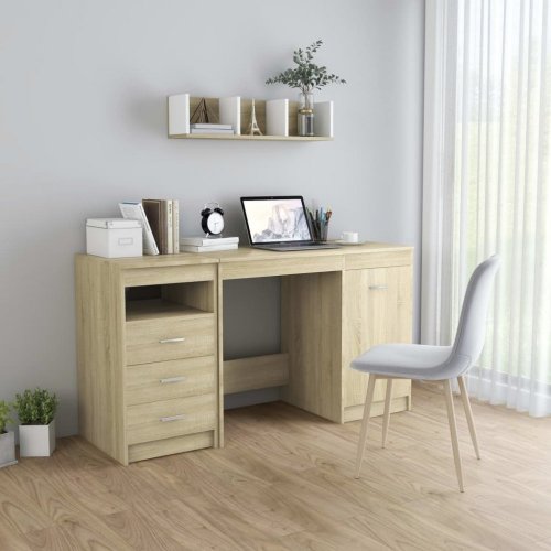 Písací stôl so zásuvkami a skrinkou 140x50 cm Dekorhome - BAREVNÁ VARIANTA: Čierna lesk