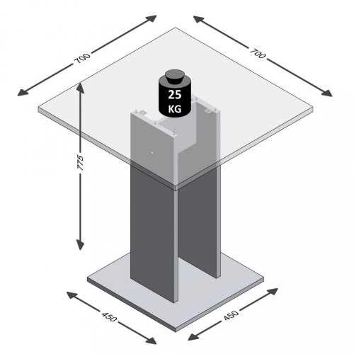 Jedálenský stôl 70 cm Dekorhome - BAREVNÁ VARIANTA: Biela / betón