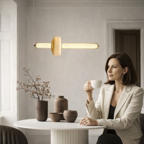 PURAS lampa wisząca pozioma 15W LED 3000K klosz bezbarwny+biały