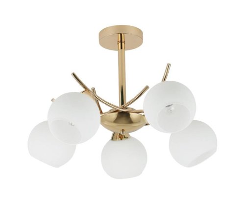 Závesná lampa AMOS Gold 5x40W E27 biele tienidlo