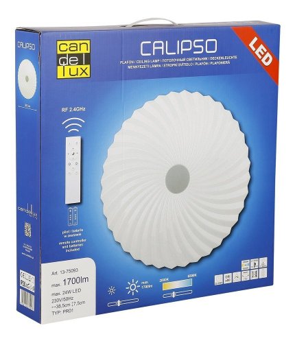 Stropní svítidlo bílé LED 38,5 cm s nastavitelným jasem barvy + dálkové ovládání Calipso