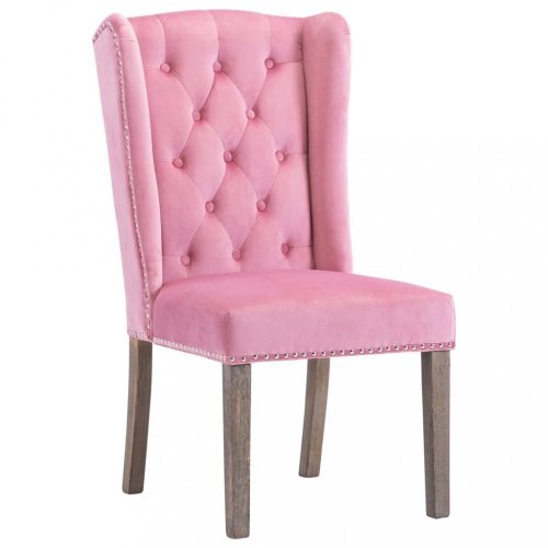 Jídelní židle 4 ks samet / kaučukovník Dekorhome - BAREVNÁ VARIANTA: Růžová