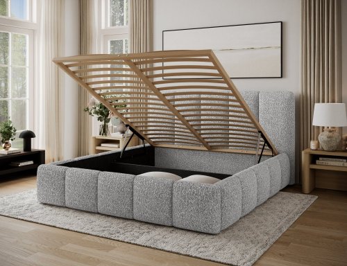 Posteľ Edvige + Drevený rám + Štandardný zdvih + kontajner 180x200