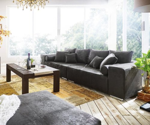 Velká pohovka Marbeya 285x115 cm Antracit Antique Look Stolička