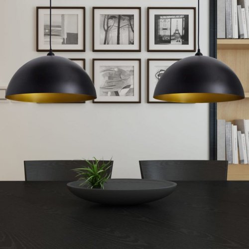 Závěsná lampa s nastavitelnou výškou 2 ks kov Dekorhome - BAREVNÁ VARIANTA: Černá