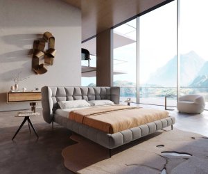 Čalúnená posteľ Capujo 180x200 cm mikrovlákno sivá