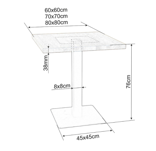 Jedálenský stôl PURO - ROZMER: 60x60x76 cm