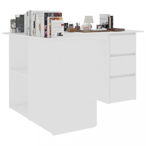 Rohový psací stůl se šuplíky 145x100 cm Dekorhome - BAREVNÁ VARIANTA: Bílá