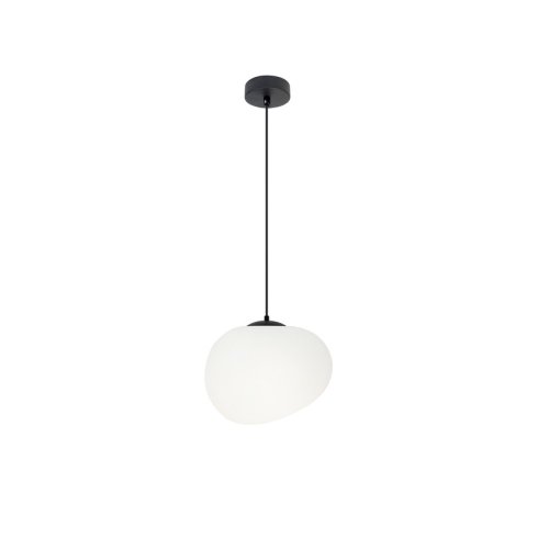 Závěsná lampa STONES 20 cm v japonském stylu - s bílým stínidlem inspirovaným kamenem - minimalistické stropní osvětlení do obývacího pokoje E27