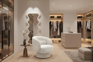 Otočné relaxačné kreslo GREVET bouclé Dekorhome