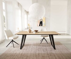 Jedálenský stôl Edge 200x100 keramický Laminam® Sabbia kov skosený