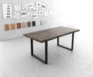 Jedálenský stôl Edge 180x90 XL akáciová podnož platinová čierna