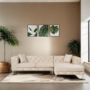 Rohová sedacia súprava / Rohová pohovka Como Eco Right - Beige