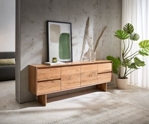 TV stolek Elandor 175 cm přírodní akácie 2 dvířka 4 zásuvky dřevěná