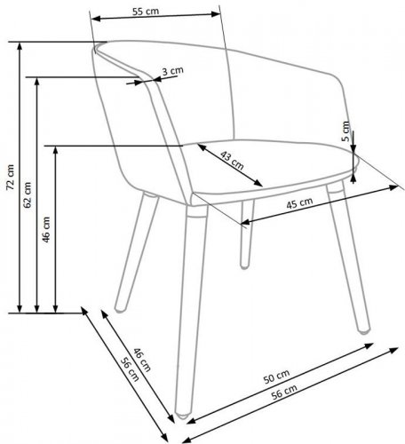 Jídelní židle K266 - BAREVNÁ VARIANTA: Tmavě šedá