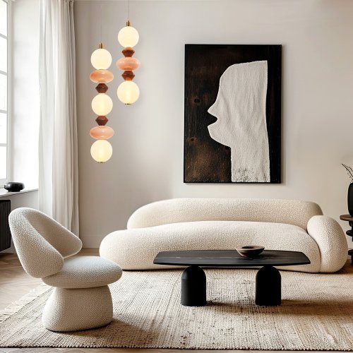 FLORES lampa wisząca mosiężny+brązowy+pomarańczowy 15W LED 3000K klosz biały