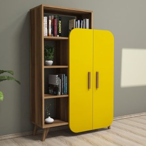 Knižnica Form - Walnut, Yellow