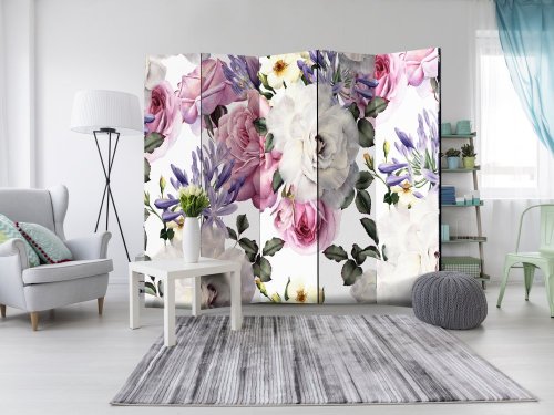 Paraván Floral Glade Dekorhome - ROZMER: 135x172 cm (3-dielny)
