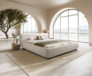 Čalouněná postel Shona 180x200 cm bouclé krémovo-bílá