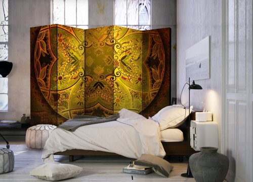 Paraván Mandala: Golden Power Dekorhome - ROZMĚR: 225x172 cm (5-dílný)