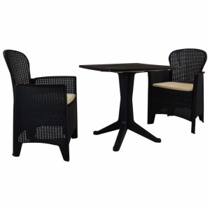Záhradný bistro set 3 ks antracit Dekorhome