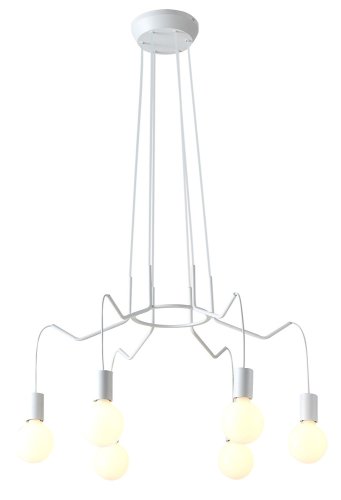Závesná stropná lampa, matná biela, 6x40W, Basso