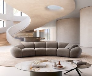 Velká pohovka Lunna 360x175 cm bouclé taupe 2 polštáře