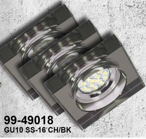 Sada 3 černých čtvercových LED stropních světel SS-16