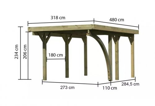 Drevený prístrešok / carport CLASSIC 1B s plechmi Dekorhome