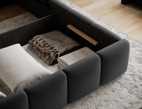 Posteľ Edvige + Drevený rám + plynový piest + kontajner 180x200